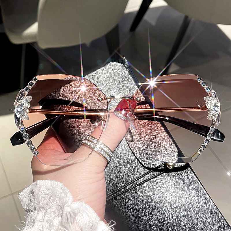 Embellished Crystal Sunglasses YongxiJewelry Pink