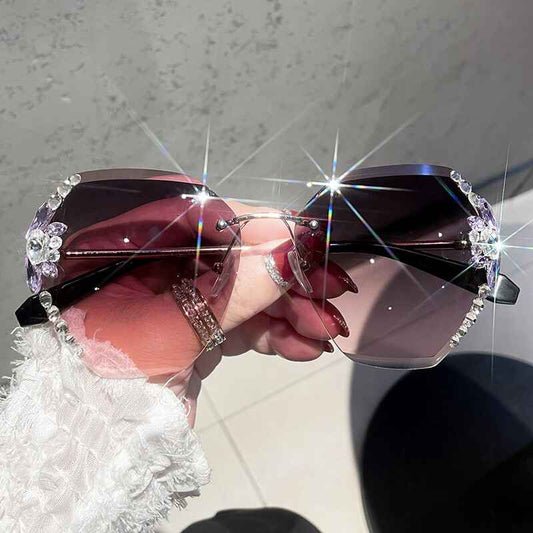 Embellished Crystal Sunglasses YongxiJewelry Purple