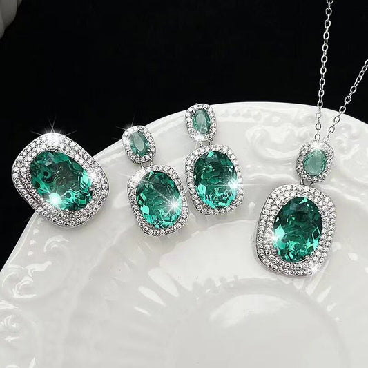 Emerald Green Crystal Jewelry Set YongxiJewelry 1