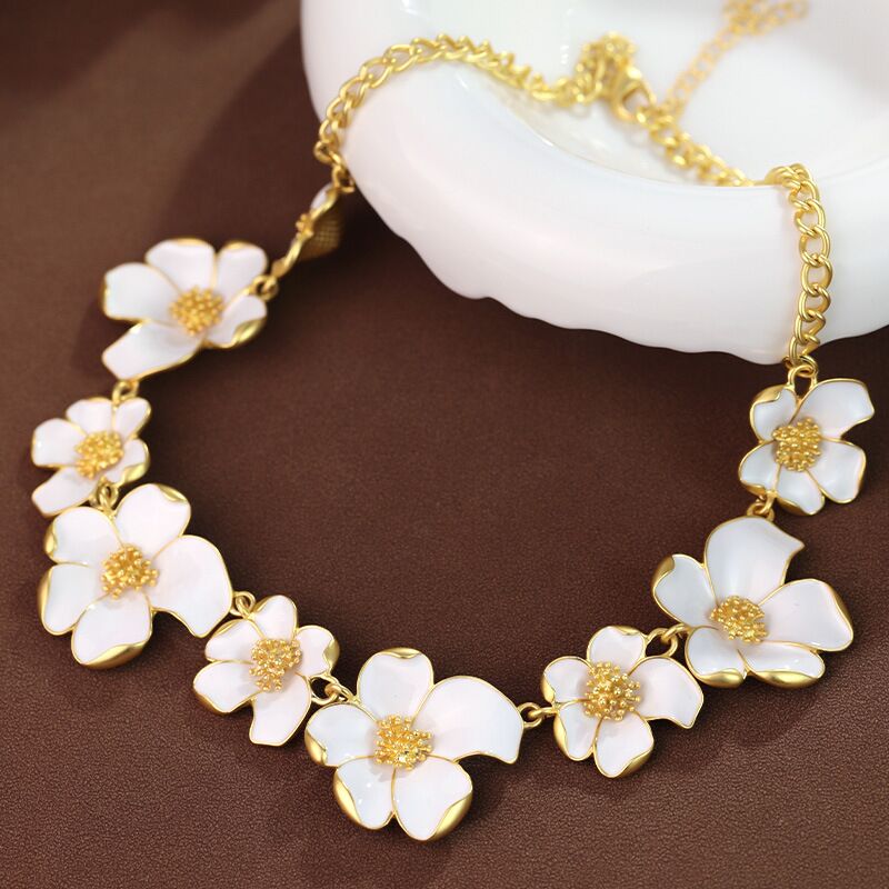 Enamel Blossom Necklace YongxiJewelry  1