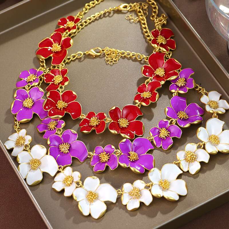 Enamel Blossom Necklace YongxiJewelry  2