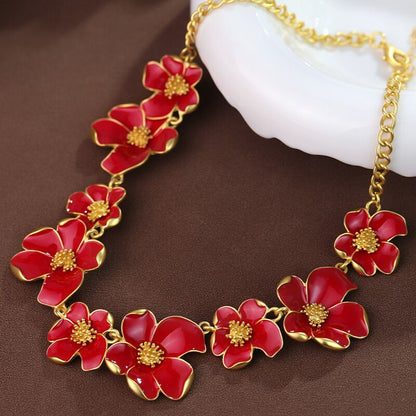 Enamel Blossom Necklace YongxiJewelry  3