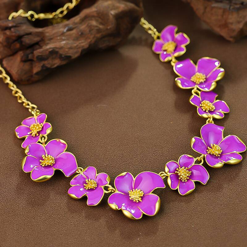 Enamel Blossom Necklace YongxiJewelry  4