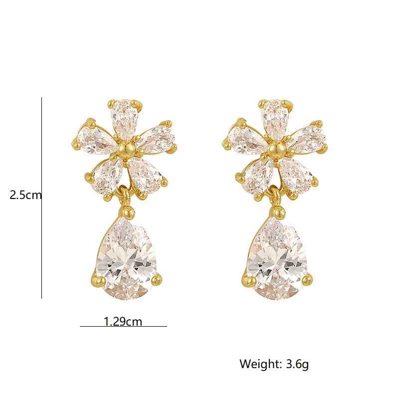 Exquisite Floral Rhinestone Drop Earrings YongxiJewelry 3