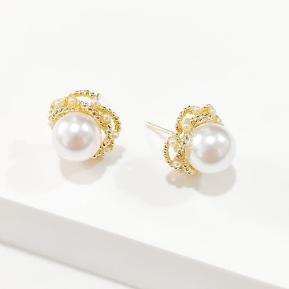 Exquisite Pearl Cluster Stud Earrings YongxiJewelry 1