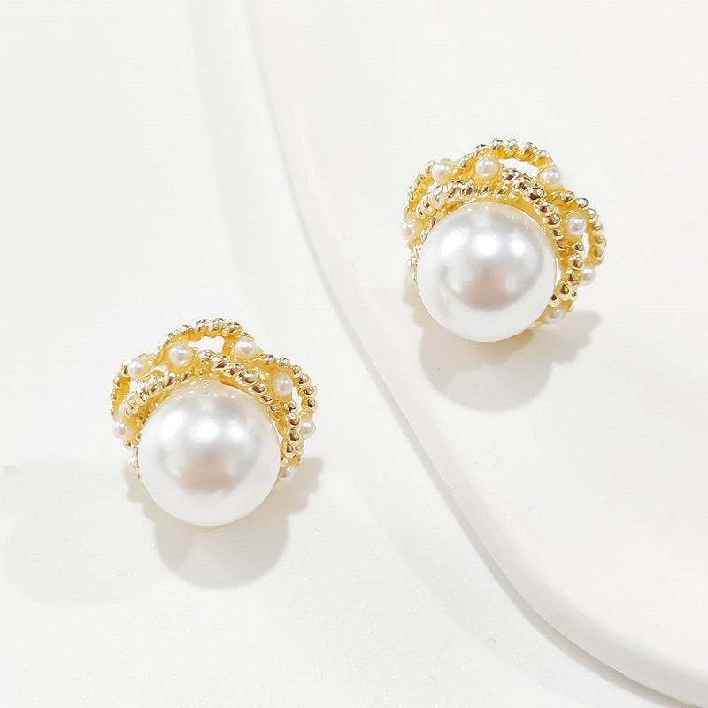 Exquisite Pearl Cluster Stud Earrings YongxiJewelry 3