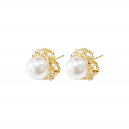 Exquisite Pearl Cluster Stud Earrings YongxiJewelry 5