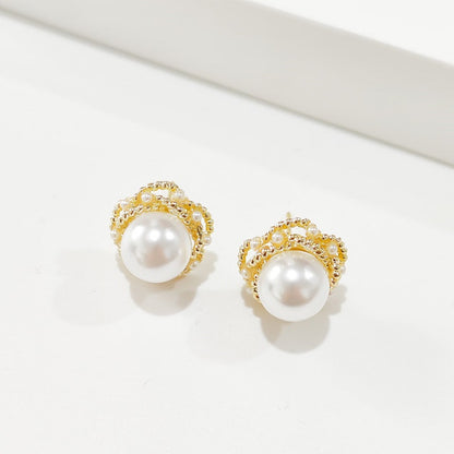 Exquisite Pearl Cluster Stud Earrings YongxiJewelry 6