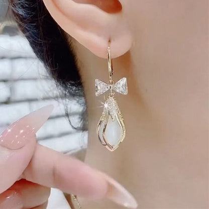 Exquisite Zircons Magnolia Teardrop Earrings YongxiJewelry 2