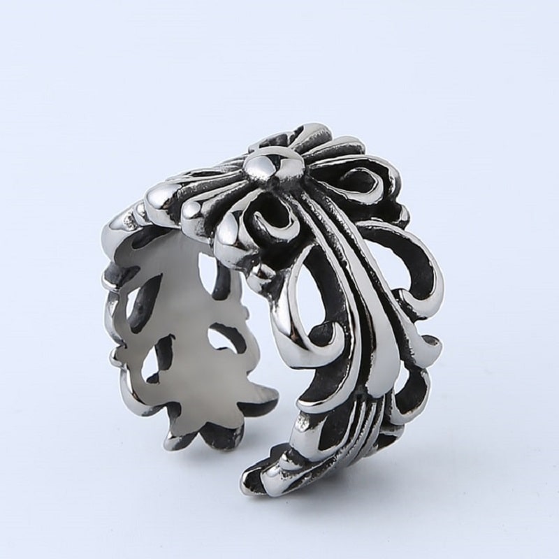 Fashion Sterling Silver Floral Band Ring 1