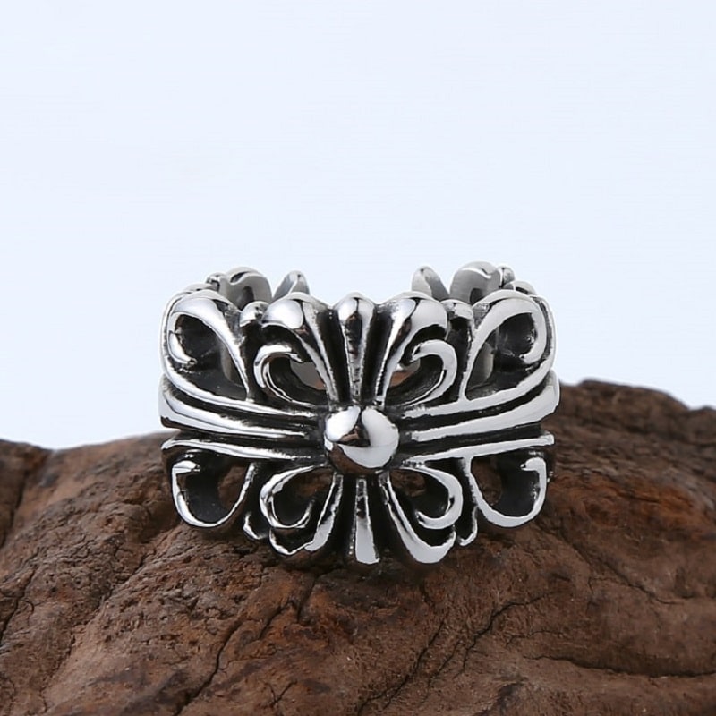 Fashion Sterling Silver Floral Band Ring 2