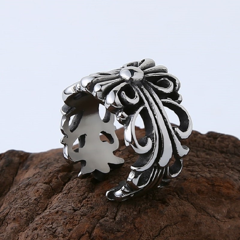 Fashion Sterling Silver Floral Band Ring 4