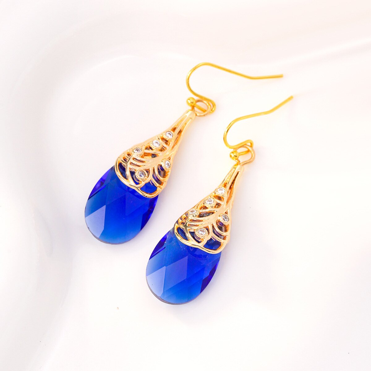 Filigree Drop Earrings YongxiJewelry blue 2