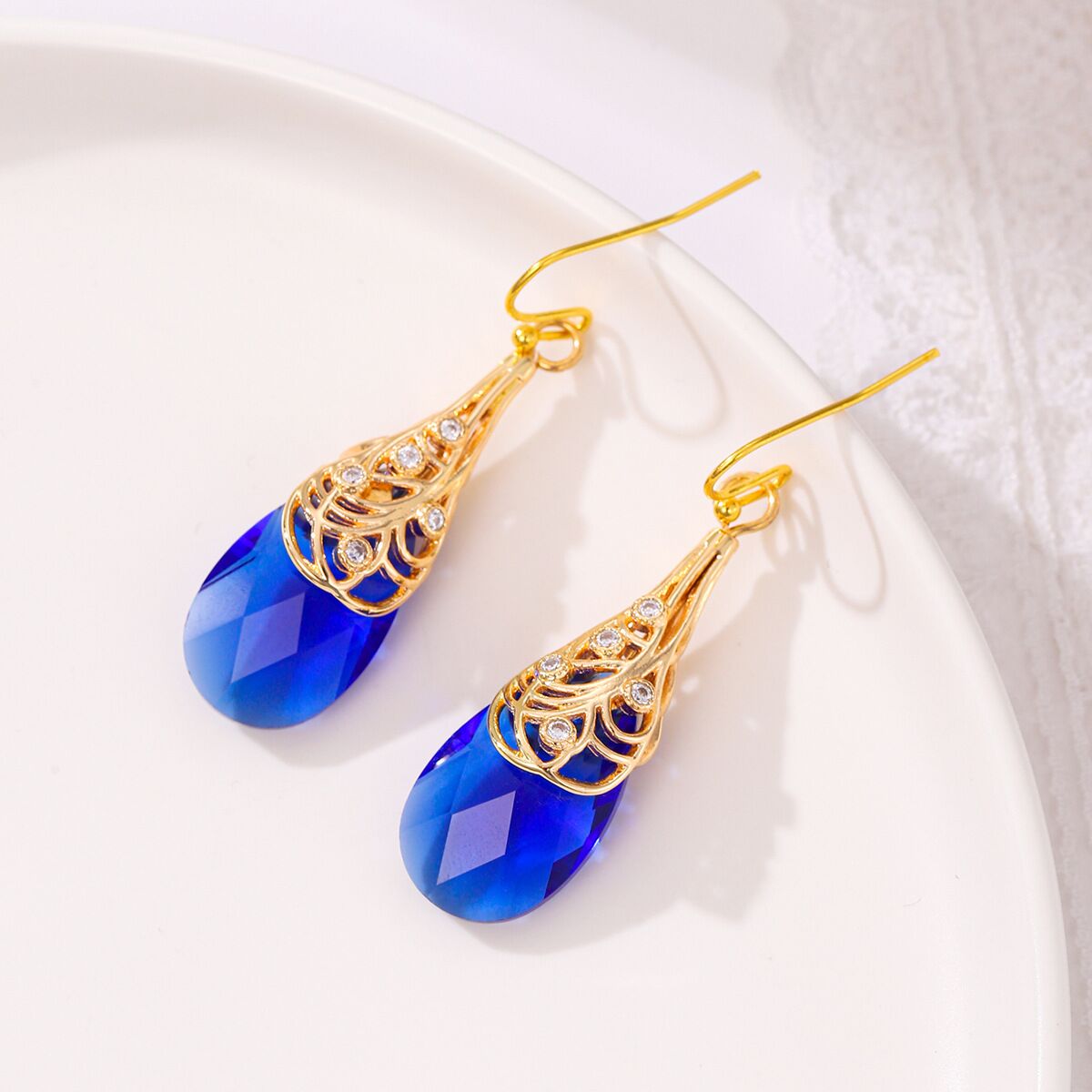 Filigree Drop Earrings YongxiJewelry blue 3