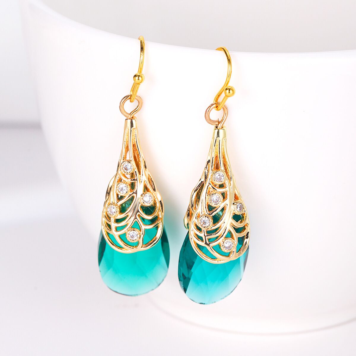 Filigree Drop Earrings YongxiJewelry green