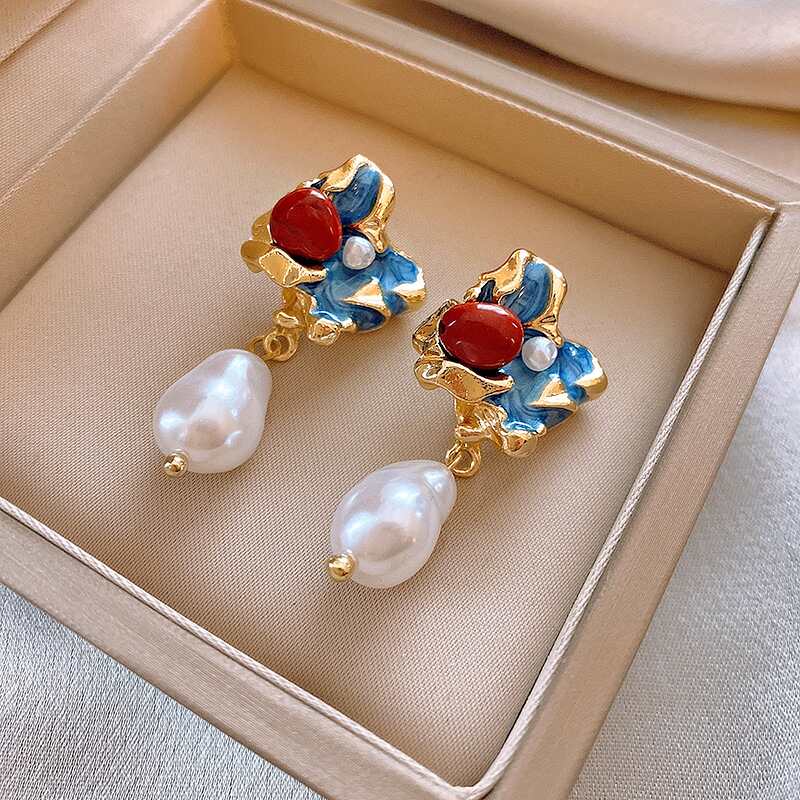 Floral Pearl Drop Earrings YongxiJewelry 2