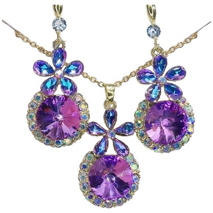 Floral Zircon Crystal Necklace and Earrings Set YongxiJewelry 3