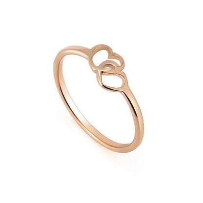 Folded Two Hearts Gold And Silver Rings YongxiJewelry  rose gold