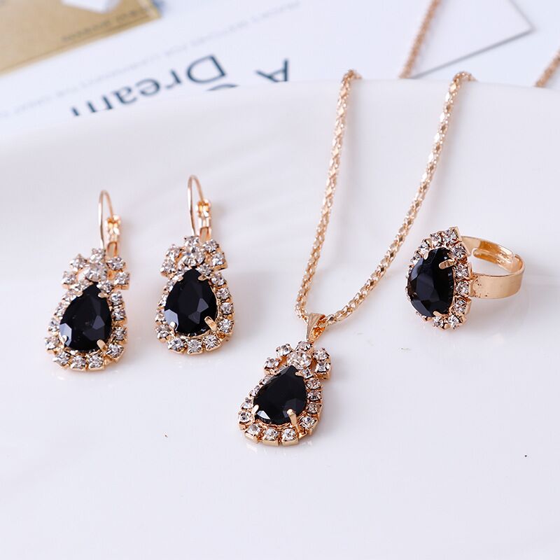 Gemstone Gold Jewelry Set YongxiJewelry Black