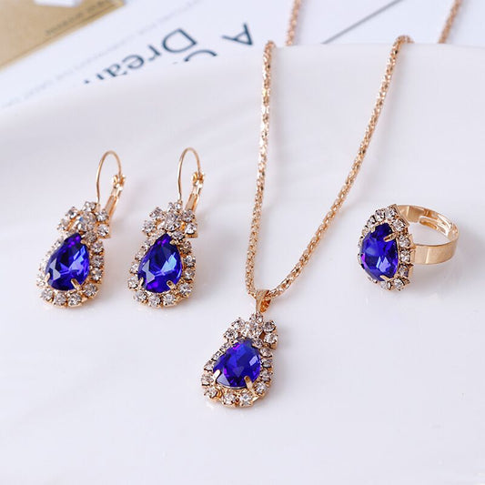 Gemstone Gold Jewelry Set YongxiJewelry Blue