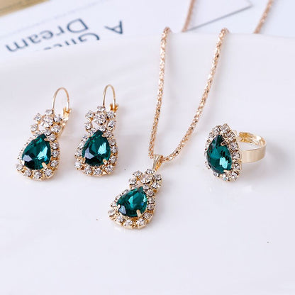 Gemstone Gold Jewelry Set YongxiJewelry Green