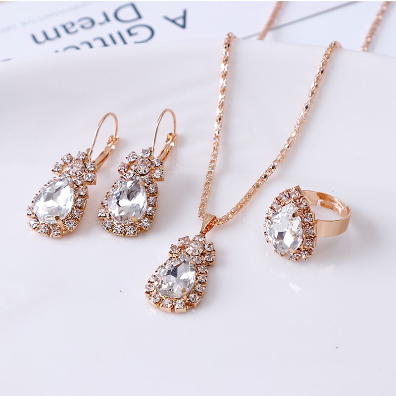 Gemstone Gold Jewelry Set YongxiJewelry White