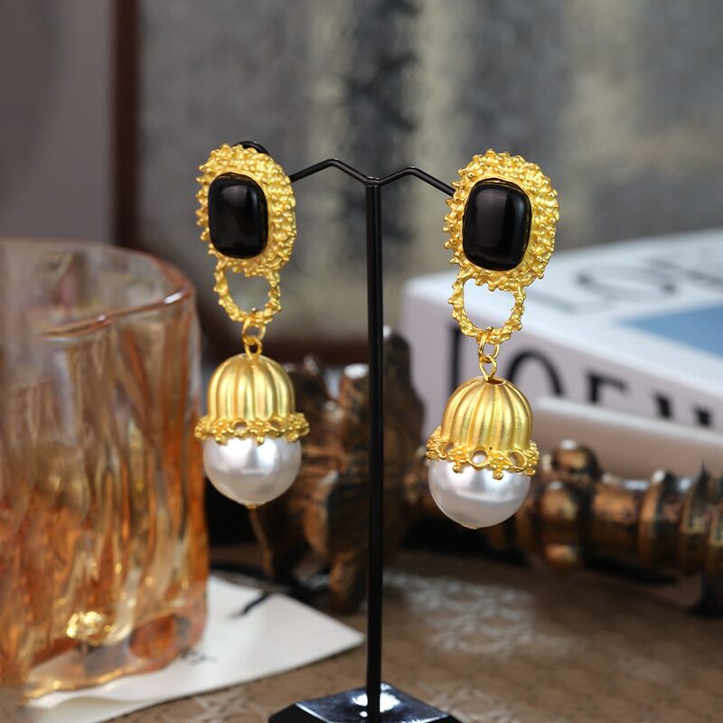 Gold-Plated Pearl Drop Earrings YongxiJewelry 2