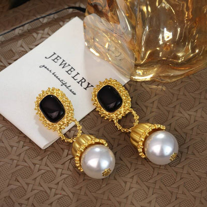 Gold-Plated Pearl Drop Earrings YongxiJewelry 3