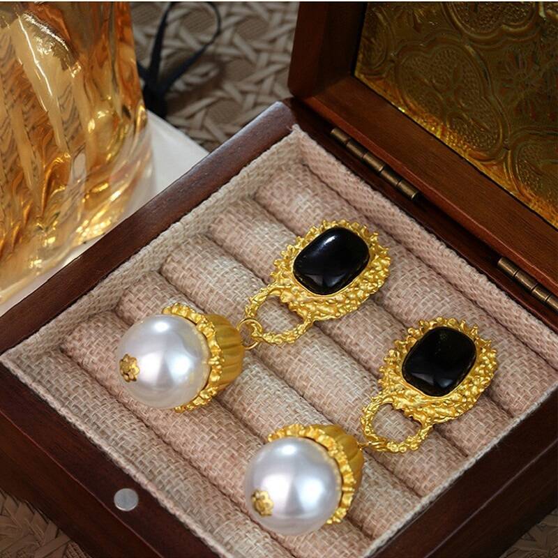 Gold-Plated Pearl Drop Earrings YongxiJewelry 5