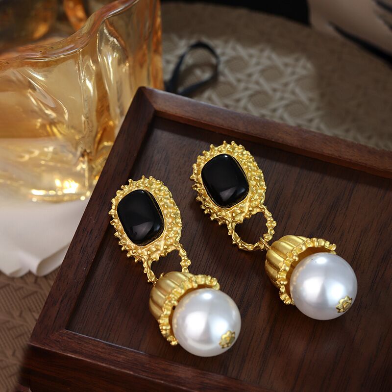 Gold-Plated Pearl Drop Earrings YongxiJewelry 7