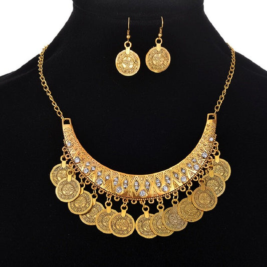 Gold-Tone Crescent Earrings And Necklace Set YongxiJewelry 1
