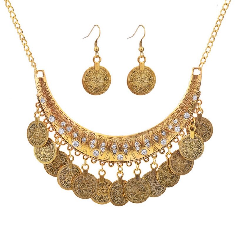 Gold-Tone Crescent Earrings And Necklace Set YongxiJewelry 3