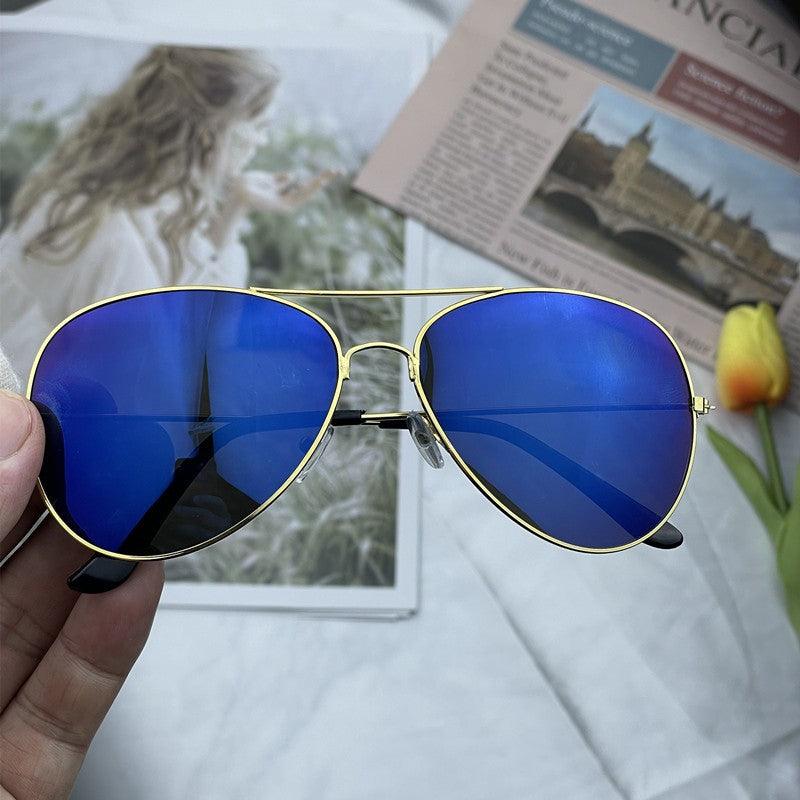 Gradient Sunglasses Gold-framed blue lenses YongxiJewelry