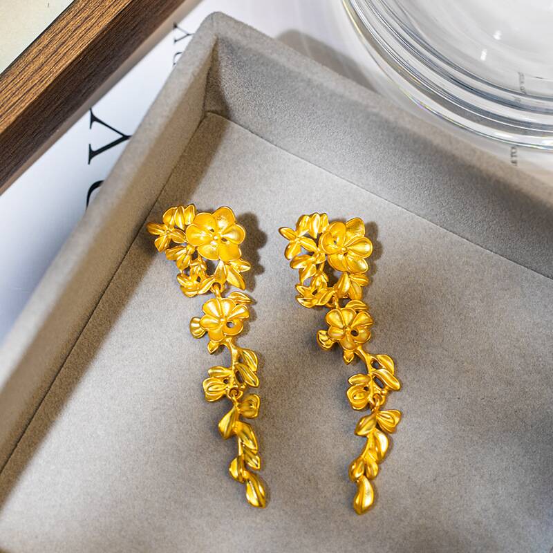 Golden Blossom Earrings YongxiJewelry 1