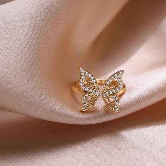 Golden Butterfly Sparkle Ring YongxiJewelry 4