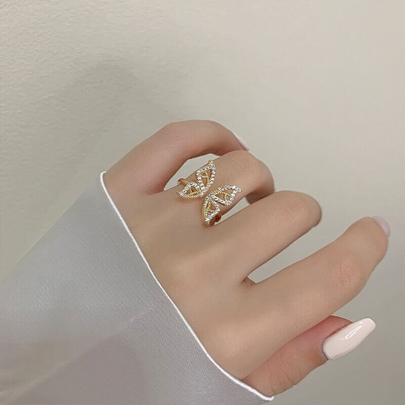 Golden Butterfly Sparkle Ring YongxiJewelry 5