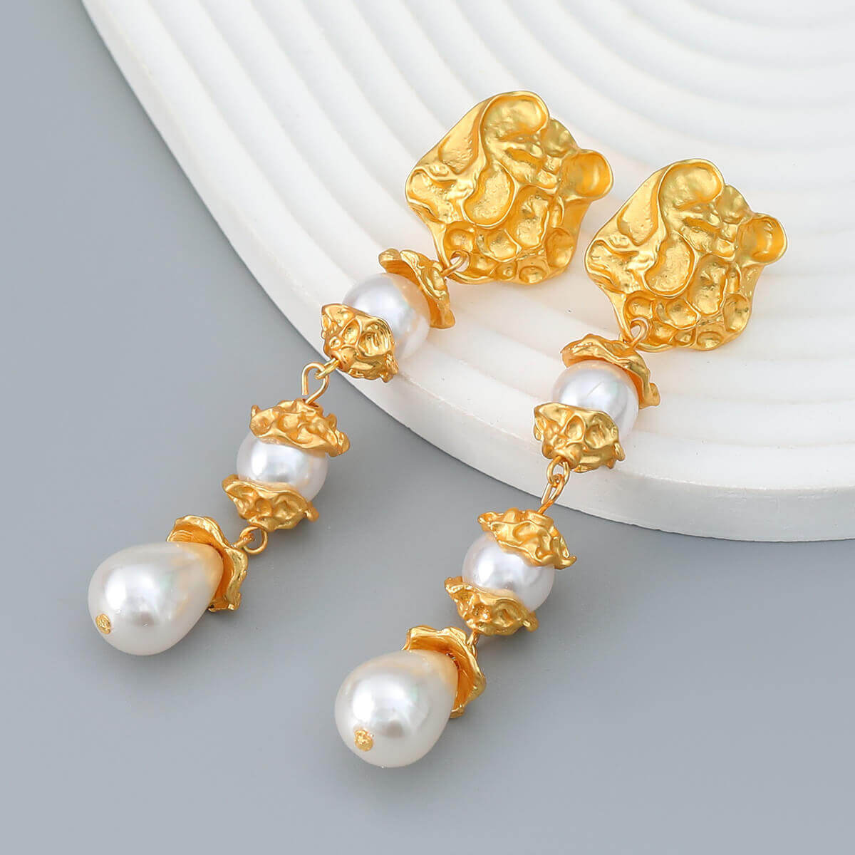 Golden Pearl Drop Earrings YongxiJewelry 1