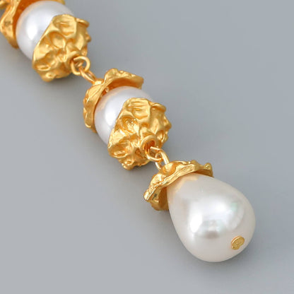 Golden Pearl Drop Earrings YongxiJewelry 3