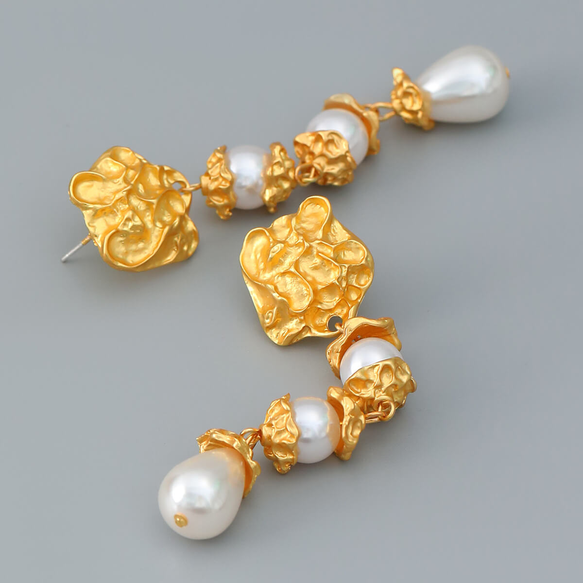 Golden Pearl Drop Earrings YongxiJewelry 4