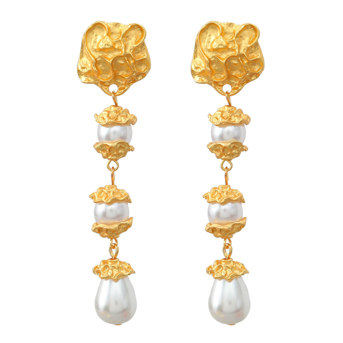 Golden Pearl Drop Earrings YongxiJewelry 5