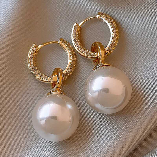 Gorgeous Gold & Pearl Drop Earrings YongxiJewelry 1