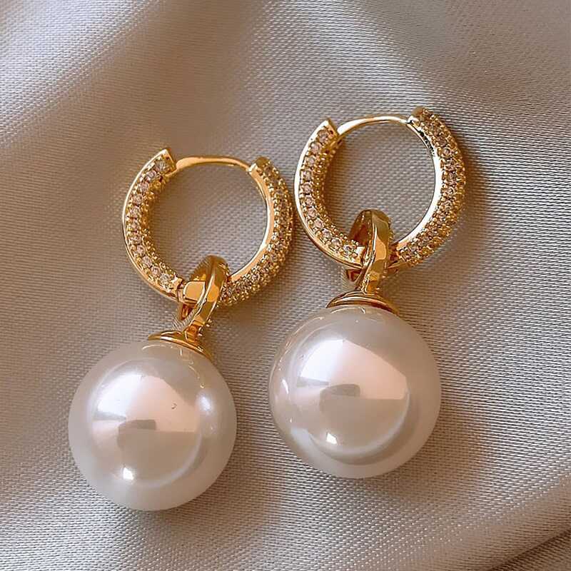 Gorgeous Gold & Pearl Drop Earrings YongxiJewelry 4