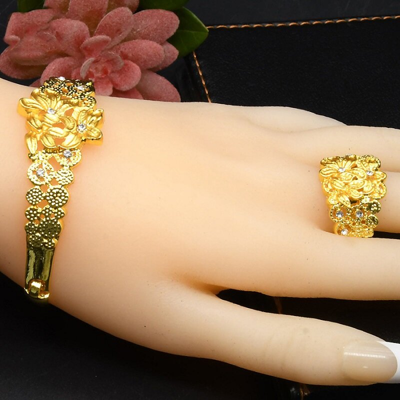 Graceful Floral 24K Gold Plated Jewelry Set  YongxiJewelry 4