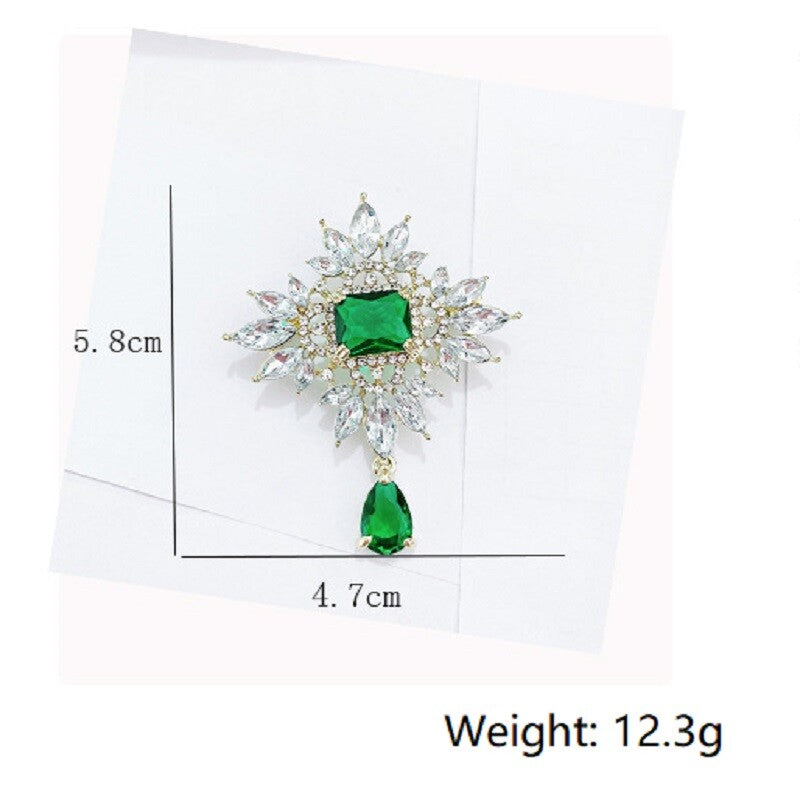 Green Zircon Crystal Gold-Toned Brooch YongxiJewelry 5