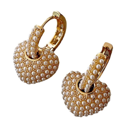 Heart Pearl Earrings YongxiJewelry  3
