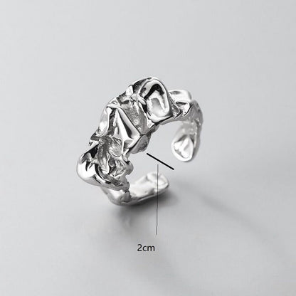 Irregular Wrinkled Silver-Plated Adjustable Ring YongxiJewelry 6