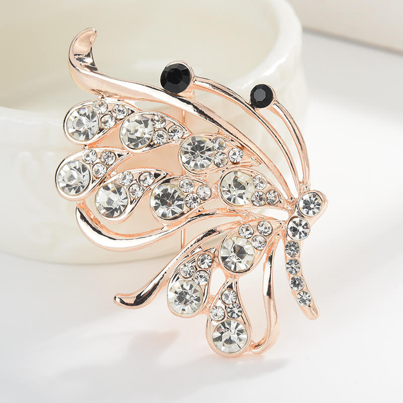 Butterfly  Crystal Diamond Brooch YongxiJewelry Rose Gold