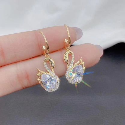 Lustrous Swan Rhinestones Earrings YongxiJewelry 2