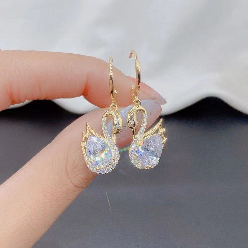 Lustrous Swan Rhinestones Earrings YongxiJewelry 4