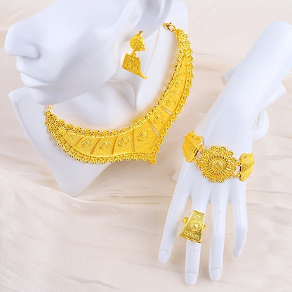 Luxurious Gold-Tone Jewelry Set - Necklace, Bracelet, & Earrings, Gold Jewelry, Gift For Her 2